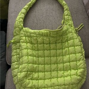 Lime Quilted Shoulder Bag
